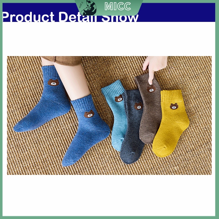 Bộ 5 Đôi Vớ Nhung Dày Họa Tiết Hoạt Hình Dễ Thương Cho Bé