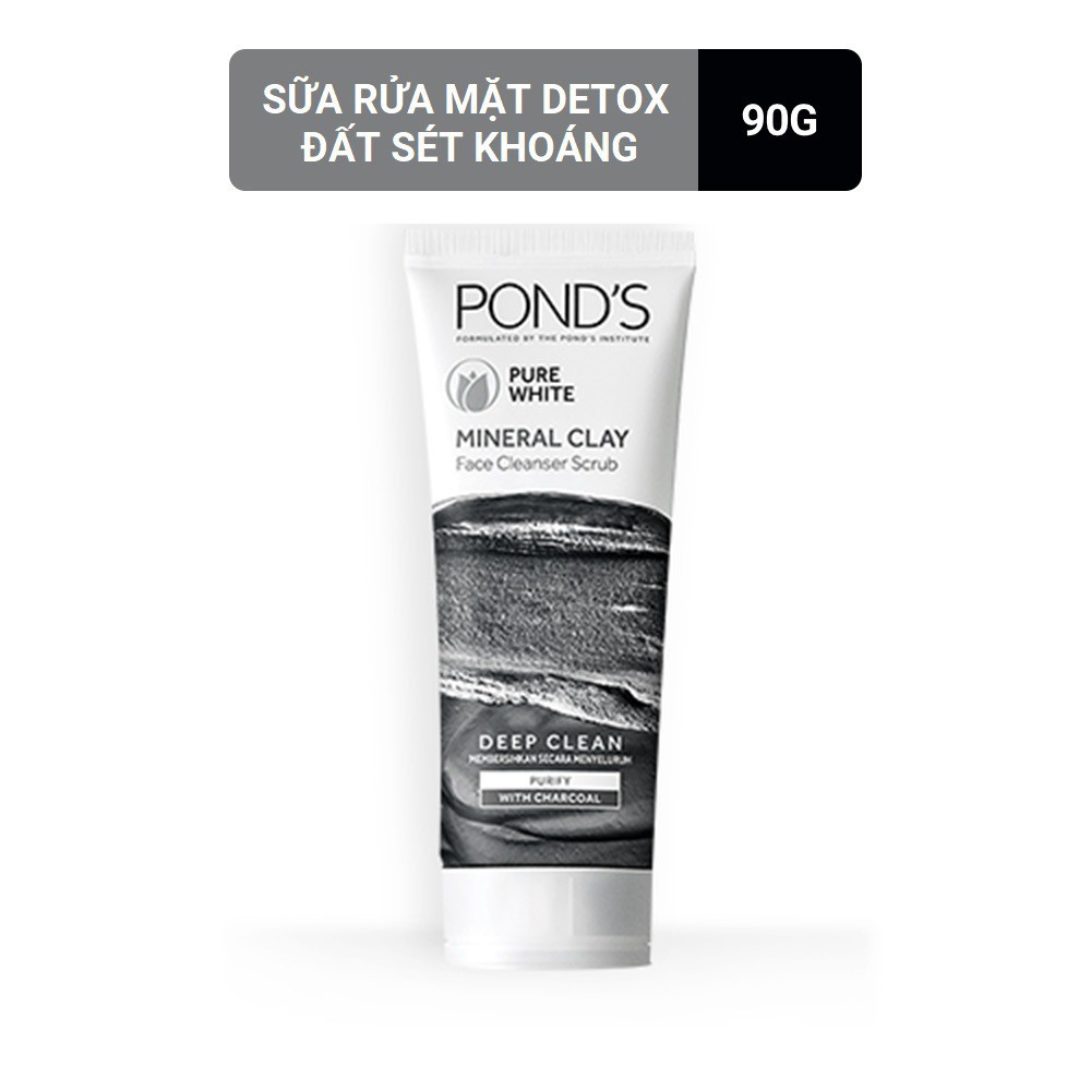 Sữa rửa mặt đất sét khoáng detox sạch sâu dạng hạt Pond's White Beauty 90 gr