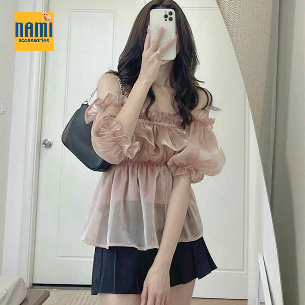 ( HÀNG CHUẨN ĐẸP ) Áo Nhún Bèo Trễ Vai Tay Phồng Tiểu Thư Siêu Đáng Yêu Quyến Rũ Mặc Là Mê - ATNU036