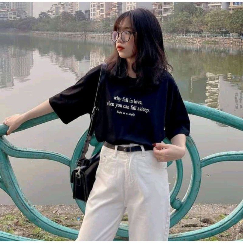 SET BỘ ÁO THUN TAY LỠ QUẦN DÀI KAKI ỐNG RỘNG GIẢ CÚC -- ÁO WHE FALL IN LOVE