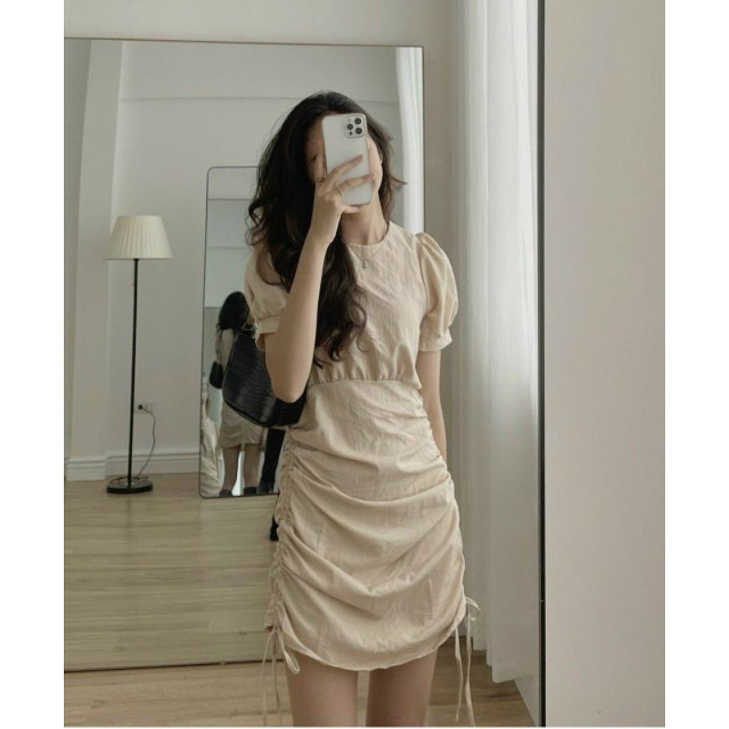 ĐẦM NUDE RÚT DÂY HÔNG 2 BÊN