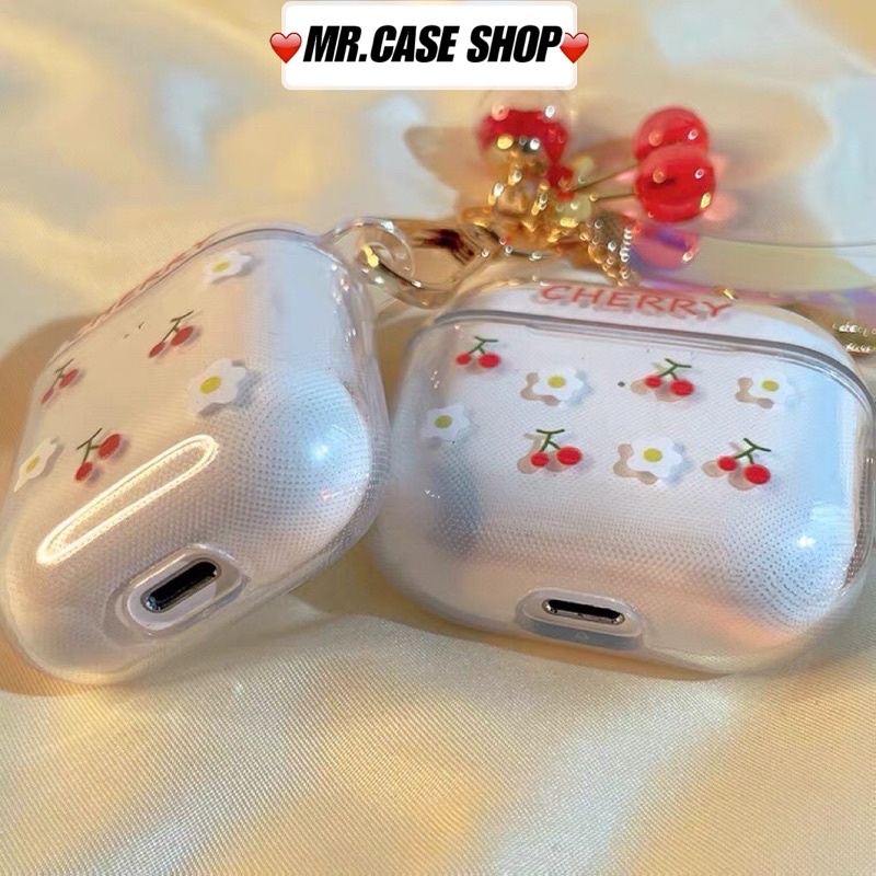 Case Đựng Tại Nghe Airpods 1/2 Pro Hình Cherry Trong Kèm Móc Khoá Xinh - Mr.Case