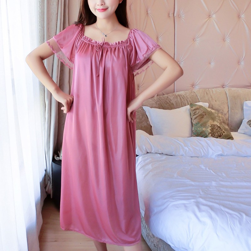 Váy ngủ tay ngắn phối ren form rộng thoải mái cho nữ | BigBuy360 - bigbuy360.vn