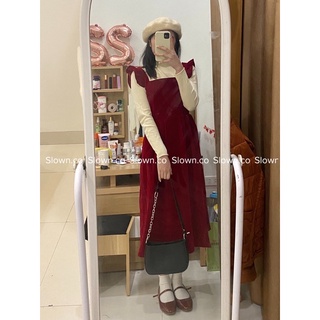 [ ẢNH THẬT TỰ CHỤP ] Set áo len mỏng váy yếm nhung