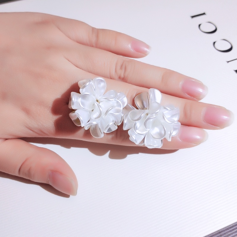 Khuyên tai JIUDUOLAN mạ bạc thiết kế bông hoa 3D phong cách Hàn Quốc dễ phối đồ thanh lịch cho nữ