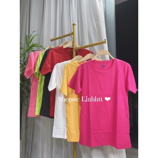 Áo thun trơn cotton basic cổ tròn Áo thun trơn form rộng
