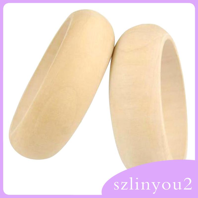 Set 2 Vòng Tay Gỗ Trơn Chưa Hoàn Thiện Cho Nữ