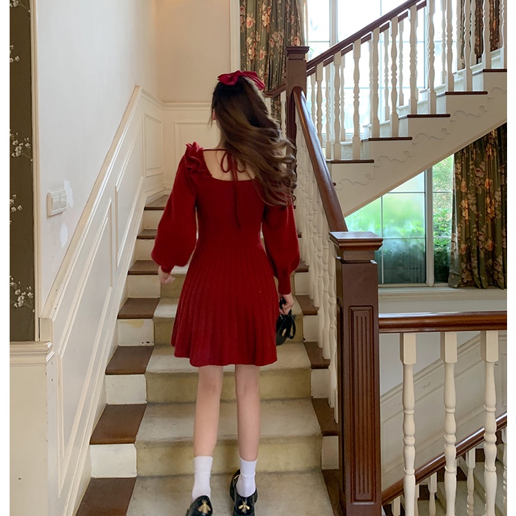 Váy len trễ vai ulzzang hàn quốc đẹp cao cấp V20 | BigBuy360 - bigbuy360.vn