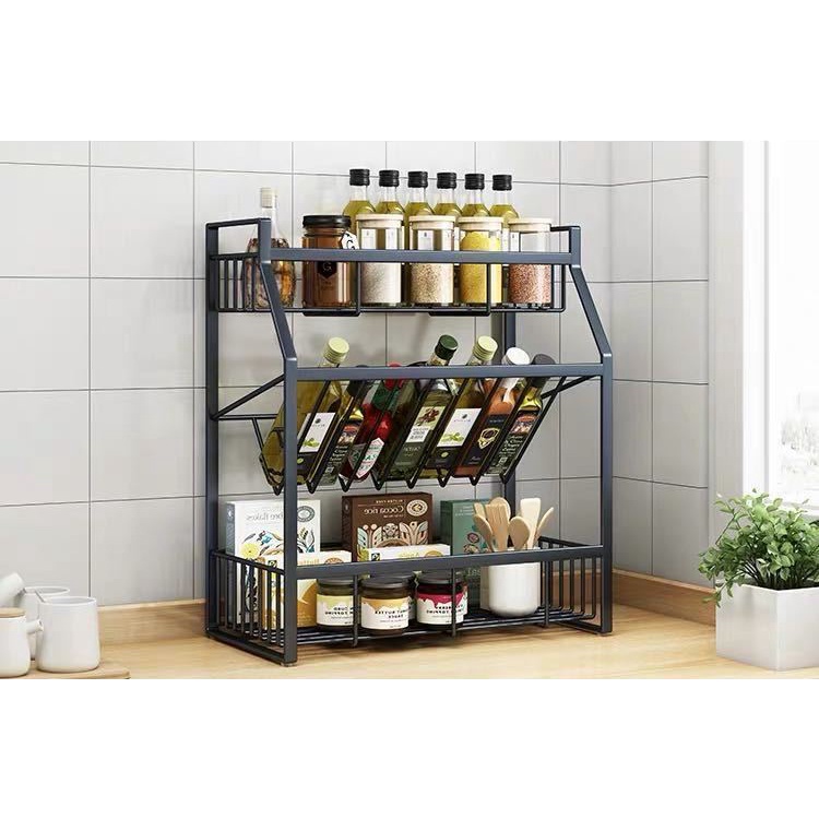 Kệ đựng gia vị nhà bếp, kệ decor quầy pha chế sơn tĩnh điện chống ghỉ