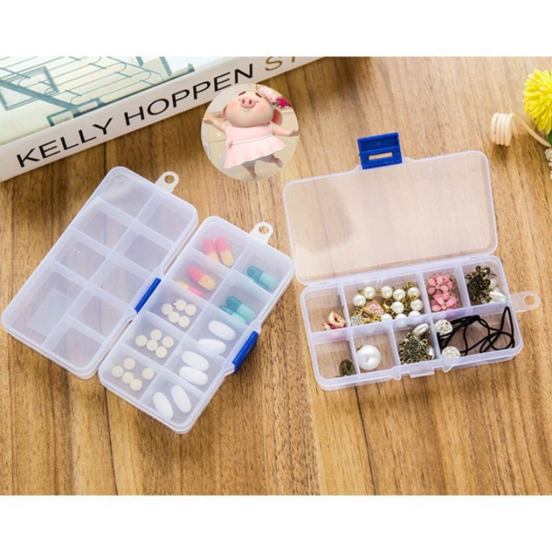 Hộp nhựa  chia thuốc đựng các loại vật dụng 10 ngăn