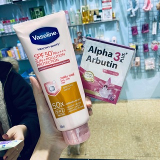 Combo dưỡng thể vaselin 50x thái + viên kích trắng thái lan
