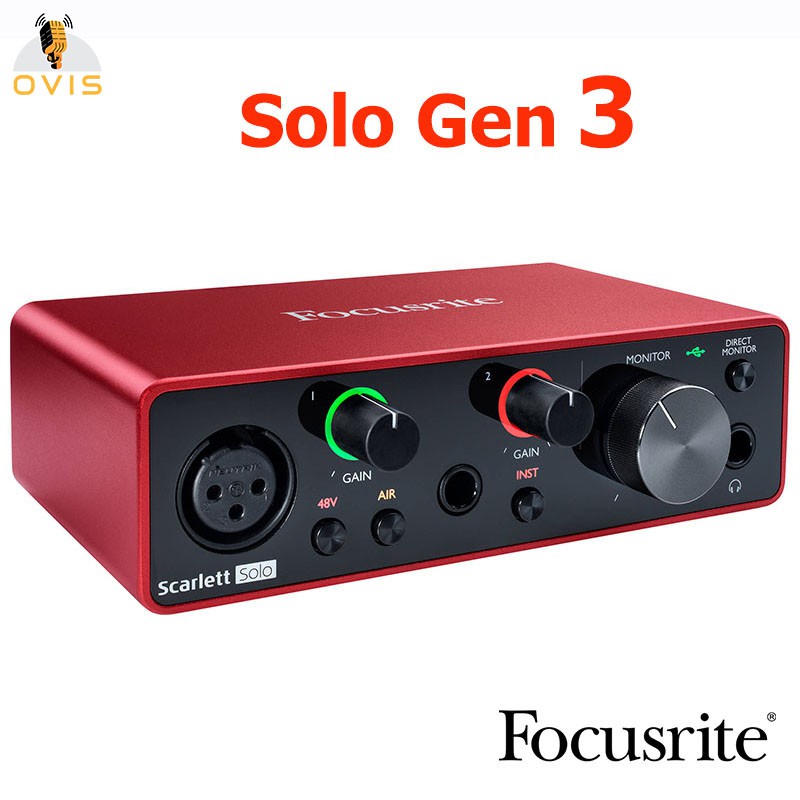 [Mã 11ELSALE hoàn 7% đơn 300K] [BH 36 Tháng] Sound Card Thu Âm Phòng Thu Chuyên Nghiệp - Focusrite Scarlett Solo Gen 3