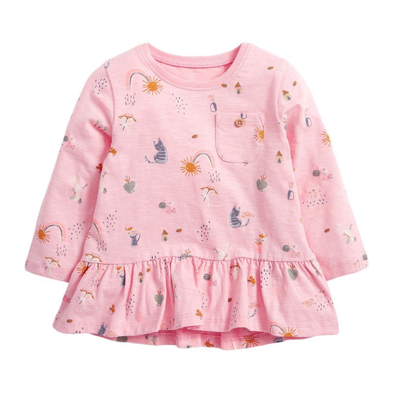 Áo babydoll hồng mèo cầu vồng cực xinh cho bé 2Y-7Y