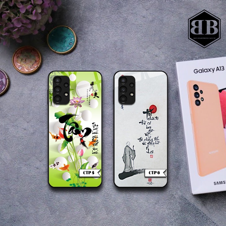 Ốp lưng kính cường lực Samsung Galaxy A13 kiểu chữ thư pháp tùy chọn