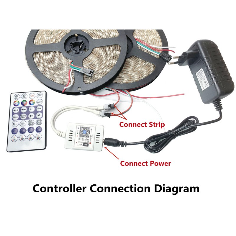 WIFI 383 ĐIỀU KHIỂN LED FULL MÀU NHÁY THEO NHẠC ĐIỀU KHIỂN QUA  APP VÀ REMOTE RF 28 PHÍM