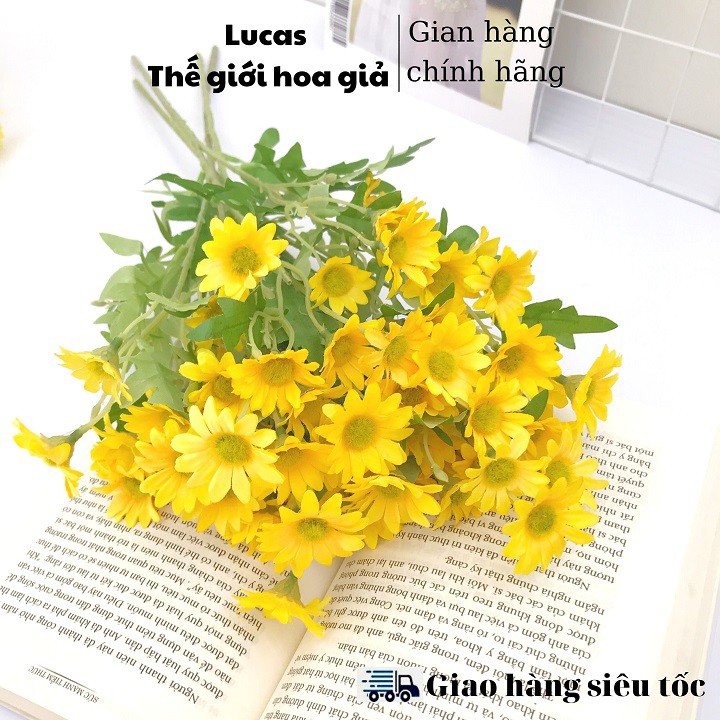 Combo 10 cành hoa giả - Hoa cúc họa mi Lucas 60cm trang trí bền, đẹp, thanh lịch, sang trọng, phụ kiện decor