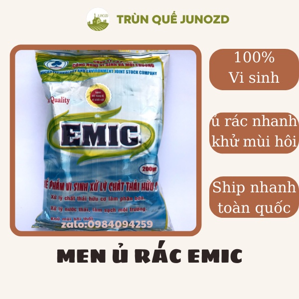 Men ủ rác vi sinh EMIC ủ rác thải hữu cơ, đậu tương và khử mùi hôi phân cá, nước thải(loại 20gr tách lẻ)