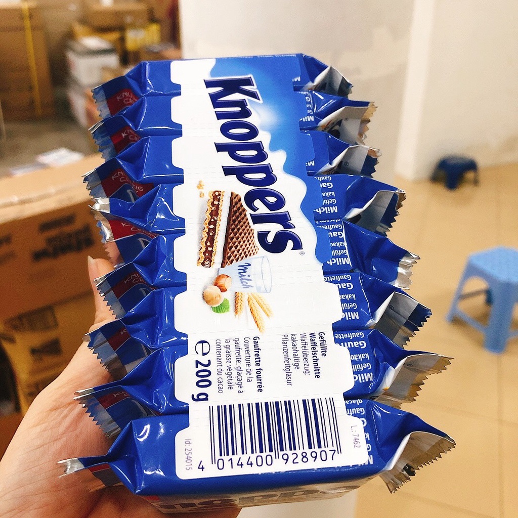 🥞🥞 Bánh xốp Knopper minis Socola nhân hạt dẻ - Đức - set 8 gói - 200g