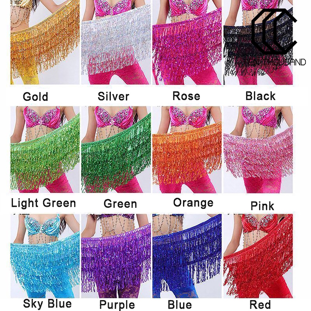 ✧Khăn Choàng Hông Múa Bụng Đính Kim Sa Lấp Lánh