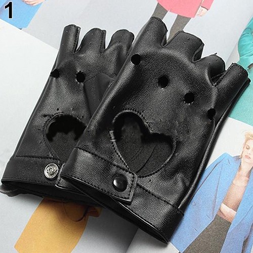 Găng tay lái xe đạp hở ngón hình trái tim cho nữ