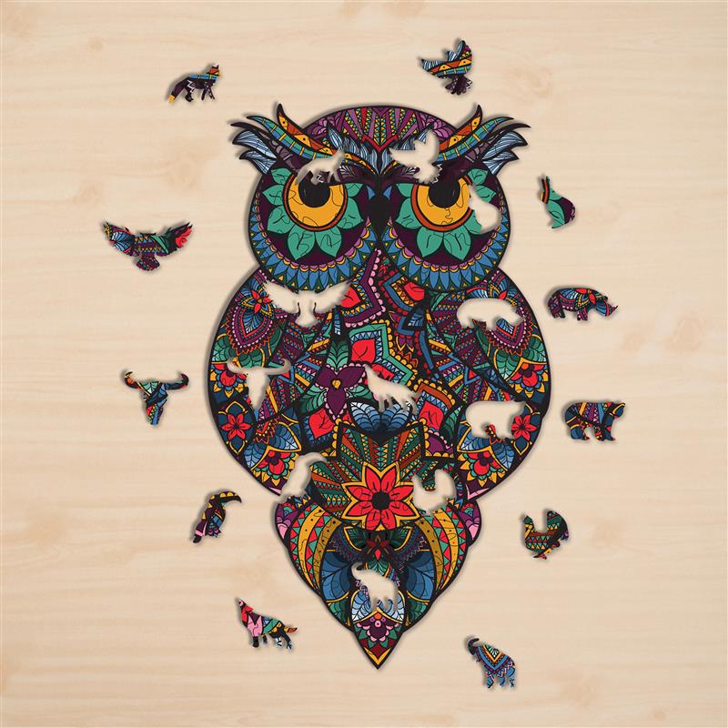 Bộ xếp hình gỗ đồ chơi Thegioipuzzle ghép hình puzzle con vật- Con Cú 02