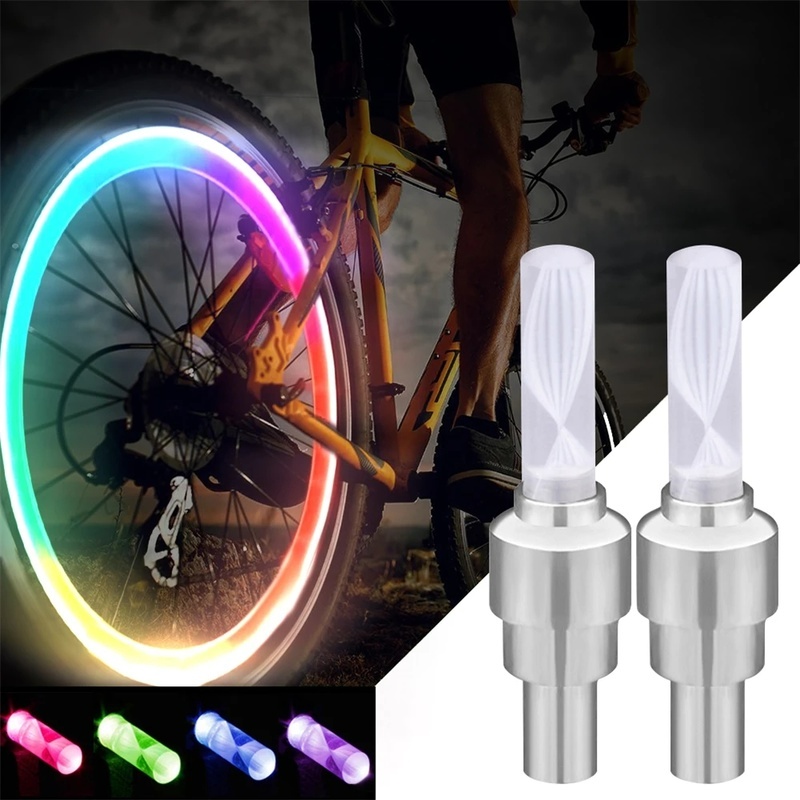Set 2 Vỏ Đèn LED Nhiều Màu Sắc Gắn Van Lốp Xe Đạp