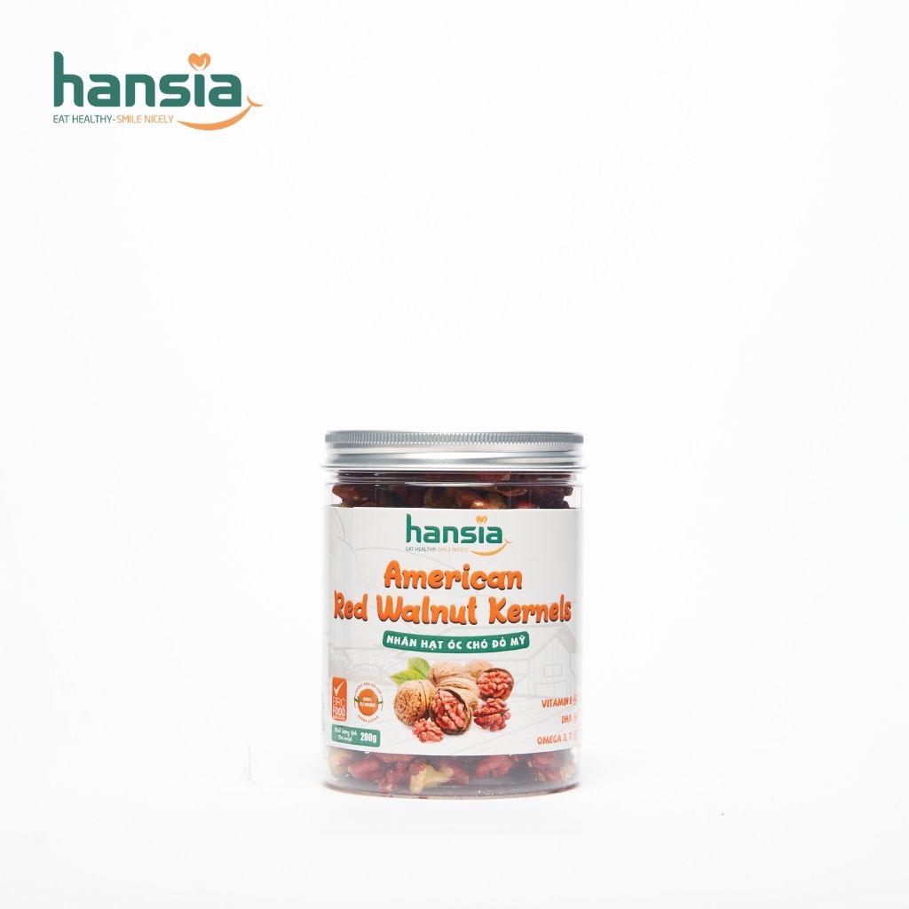 Nhân Óc Chó Đỏ Mỹ Organic HANSIA Thơm Ngon Béo Ngậy Tốt Cho Sự Phát Triển Não Bộ, Tăng Khả Năng Miễn Dịch Hộp 200g - 400