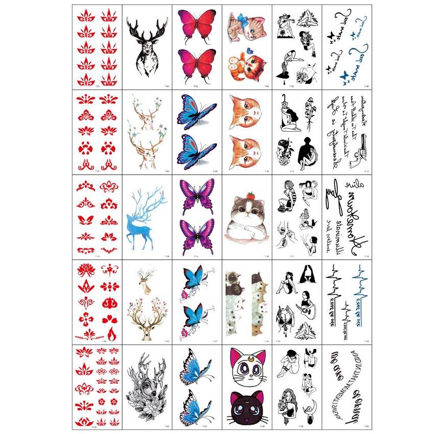 (lẻ tấm) Hình xăm ảnh sticker ảnh dán dễ thương cosplay ngộ nghĩnh bỉ ngạn hoa cổ trang