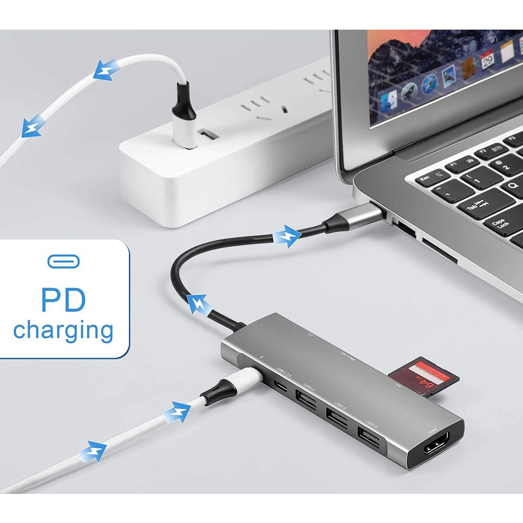 Bộ ChuyểN ĐổI BORAG 9 Trong 1 SD / TF, VGA USB3.0 Audio 4K HDMI