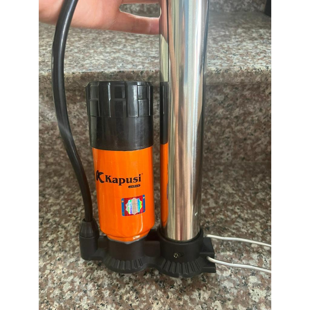 Bơm tay xe đạp, xe máy, ô tô Kapusi có đồng hồ bơm nhanh,nhẹ tay, thân thép không gỉ 160PSI
