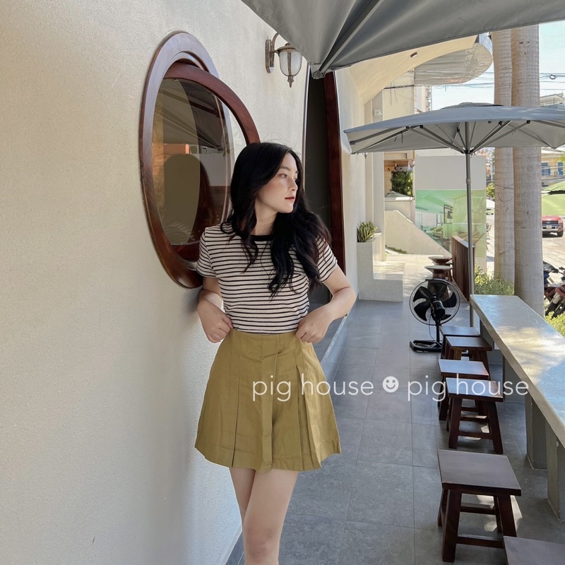 Chân váy vạt chéo lưng thun chất kaki dày dặn có quần trong ( Ảnh thật )