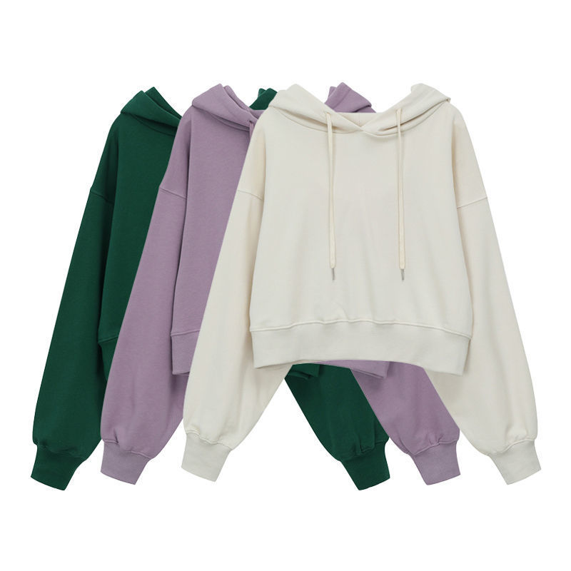 Áo Hoodie ngắn dáng rộng phong cách Hàn Quốc mới T048