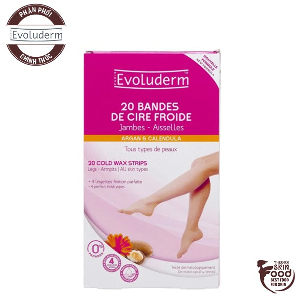 Miếng Dán Tẩy Lông Tay, Chân Evoluderm 20 Cold Wax Strips Argan & Calendula