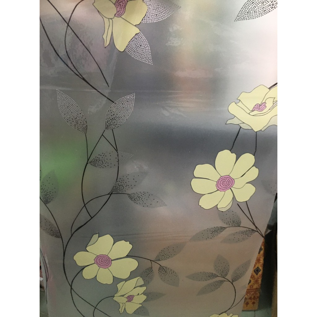 Decal dán kính khổ 45cm mẫu nhành hoa keo sẵn bóc dán