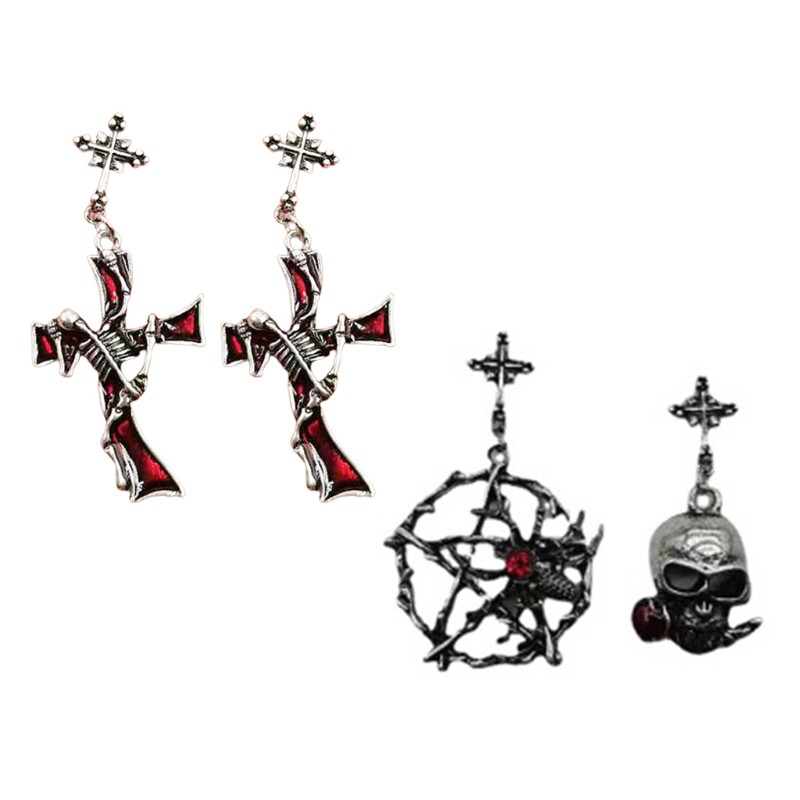 Đôi khuyên tai hợp kim mặt nhiều kiểu dáng tùy chọn phong cách gothic độc đáo cá tính thời trang