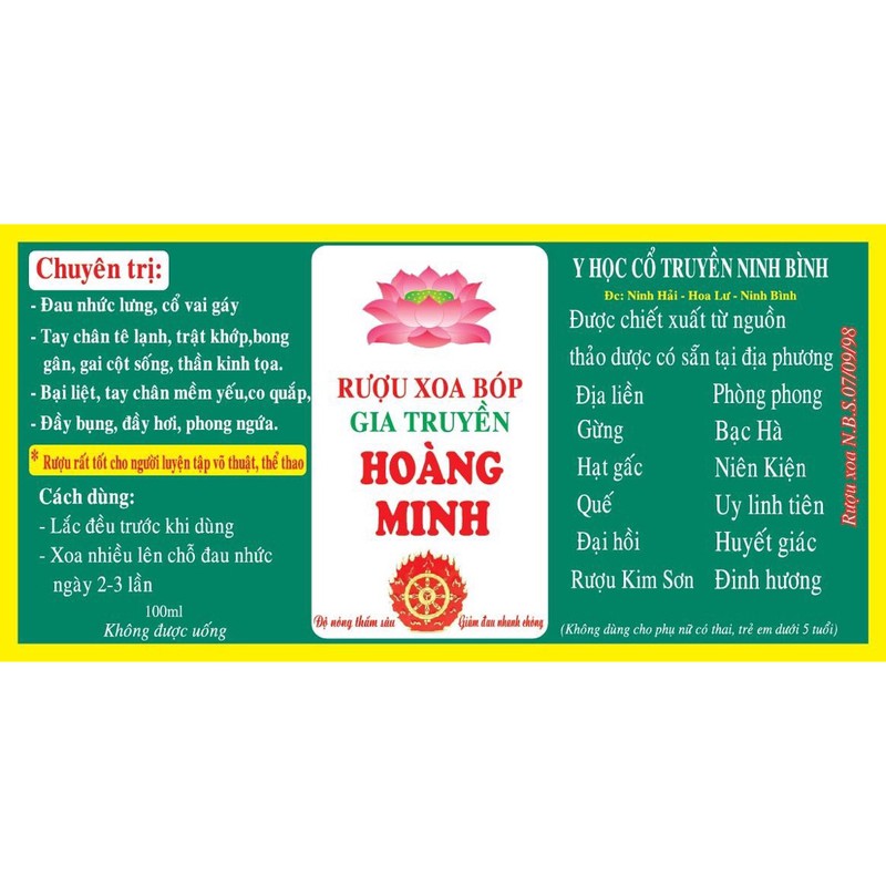 Dầu xoa gia truyền giảm đau 100ml ( bán sỉ)