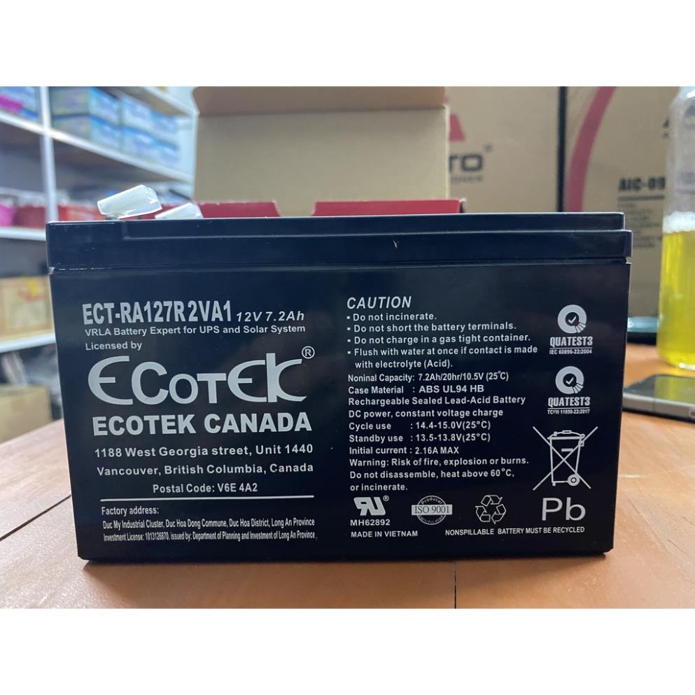 Ắc Quy 12V 7.2AH Ecotek  BH 1 Năm