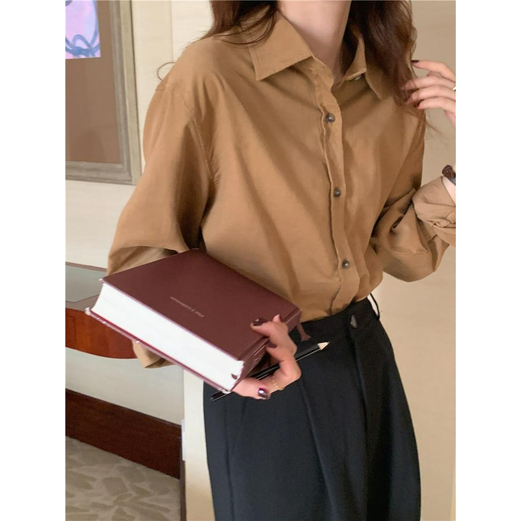 Áo Sơ Mi Dài Tay Trơn Màu Sắc Xinh Xắn Dễ Phối Đồ 47459