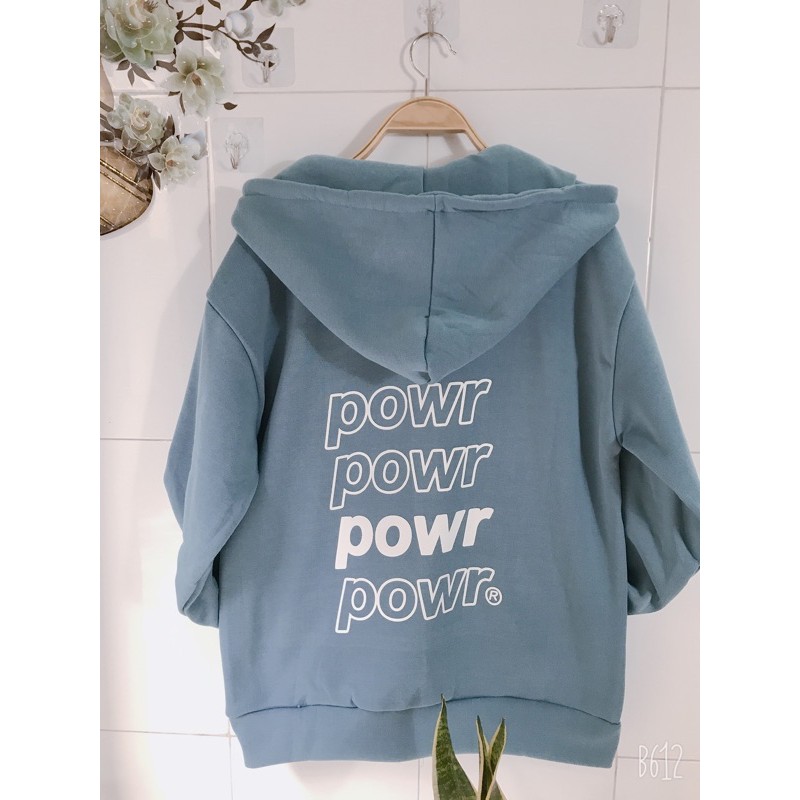 Áo khoác hoodie POWR 5 màu hàng nỉ ngoại mũ 2 lớp dầy dặn