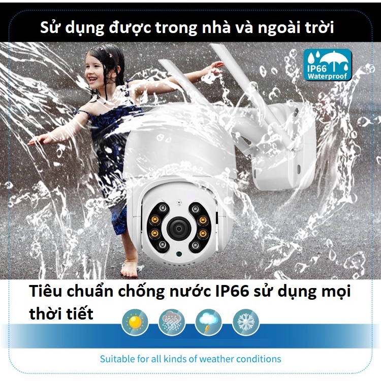 Camera wifi ngoài trời ICSEE 5Mpx,PTZ Onvif,ban đêm có màu,đàm thoại 2 chiều,giám sát chuyển động,chống nước,xoay 360 độ