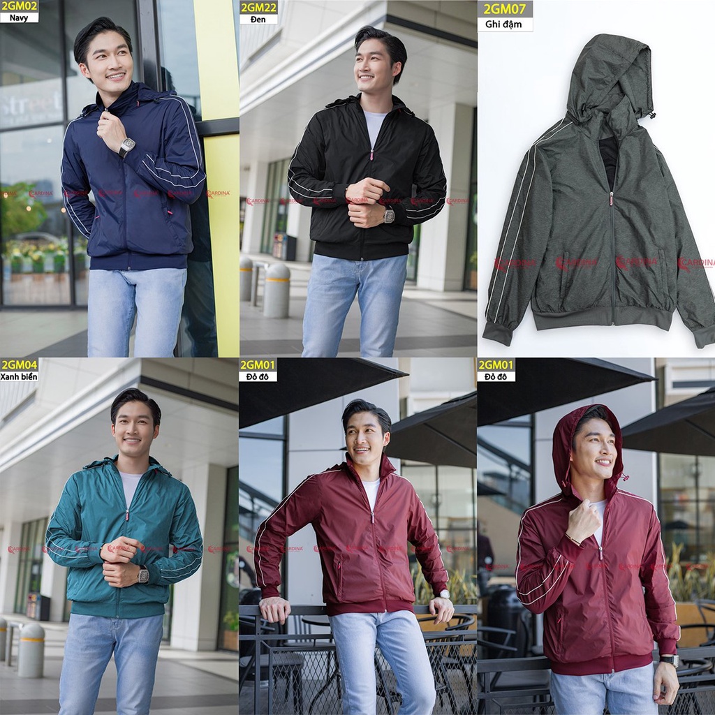 Áo khoác gió nam 𝐂𝐀𝐑𝐃𝐈𝐍𝐀 2 Lớp Lót Lưới Cao Cấp Siêu Nhẹ Cản Gió Giữ Nhiệt Cản Bụi Chống Nước 2GM