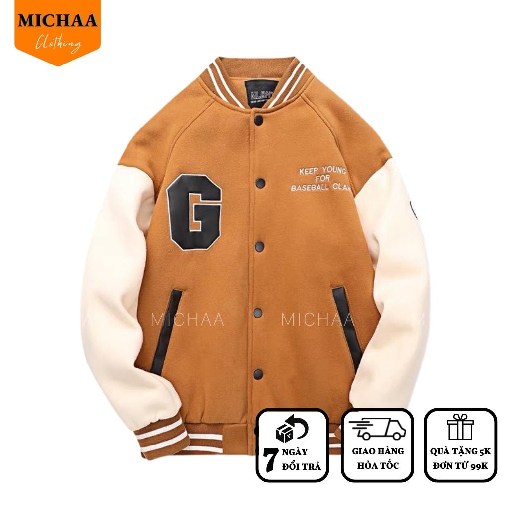 Áo Khoác Nỉ CHỮ G KEEP YOUNG Nam Nữ Form Bomber Vải Nỉ Hình In Đẹp - MICHAA