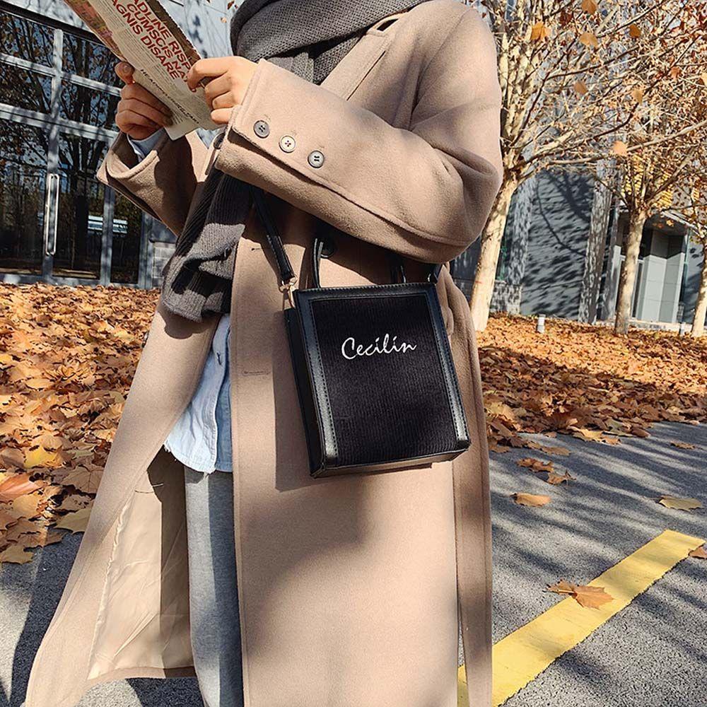 Túi Xách Đeo Vai Hình Vuông Cỡ Lớn Thêu Chữ Thời Trang Cho Nữ