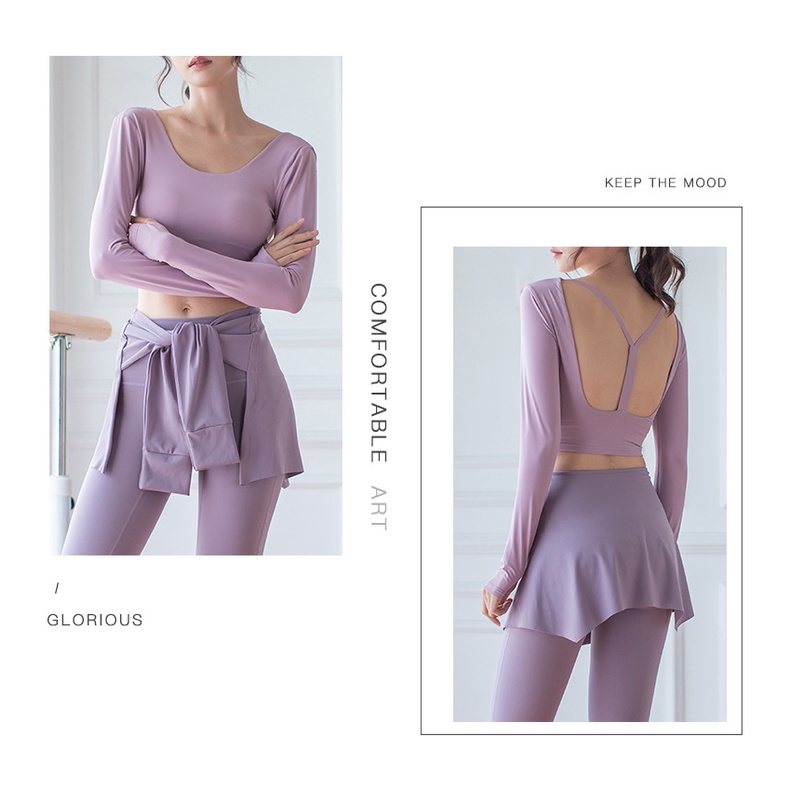 Alaba Áo Sweatshirt Tay Dài Tập Yoga Thiết Kế Khoét Rỗng Thoáng Khí Có Đệm Ngực Và Dây Đeo Cổ Phong Cách