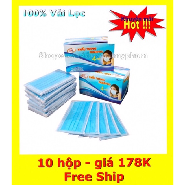 Bộ 10 Hộp Khẩu Trang Y Tế 4 Lớp Nam Anh