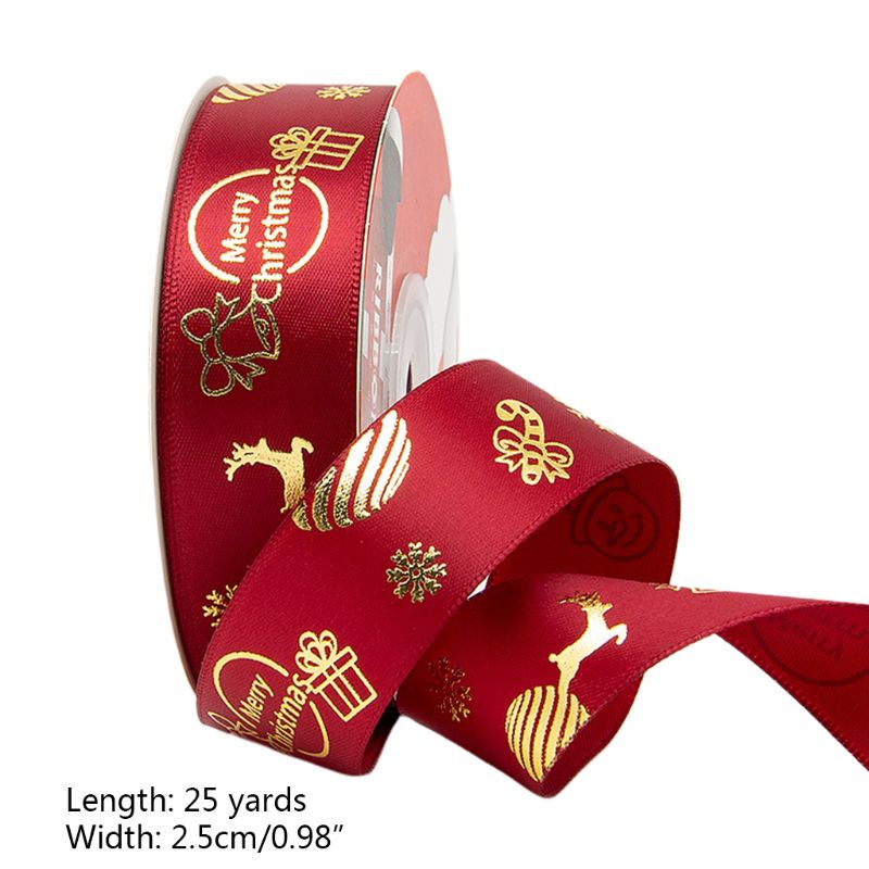 Cuộn Dây Ruy Băng Họa Tiết Bông Tuyết Giáng Sinh 25 Yards