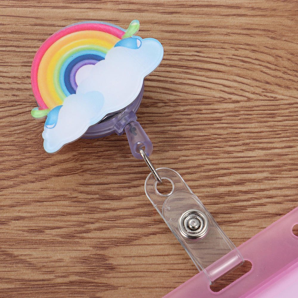 Bao đựng thẻ ID/thẻ đi làm kèm kẹp kim loại có thể thu vào họa tiết hoạt hình dễ thương cho văn phòng/bác sĩ/y tá