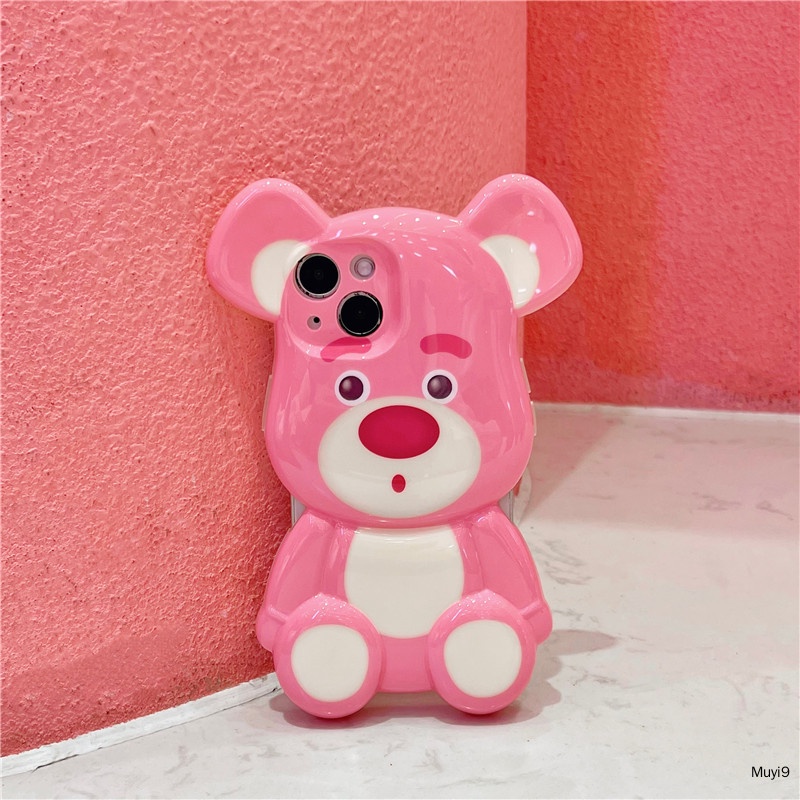 Ốp Điện Thoại In Hình Gấu/Dâu Tây Hoạt Hình Vui Nhộn 3D Mới Cho iPhone13ProMax i13 12ProMax IX11PROMAX XR