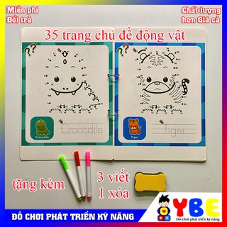 Đồ chơi tập viết và vẽ theo số chủ đề động vật vừa chơi vừa học phát triển kỹ năng học liệu montessori cho bé 2-6 tuổi
