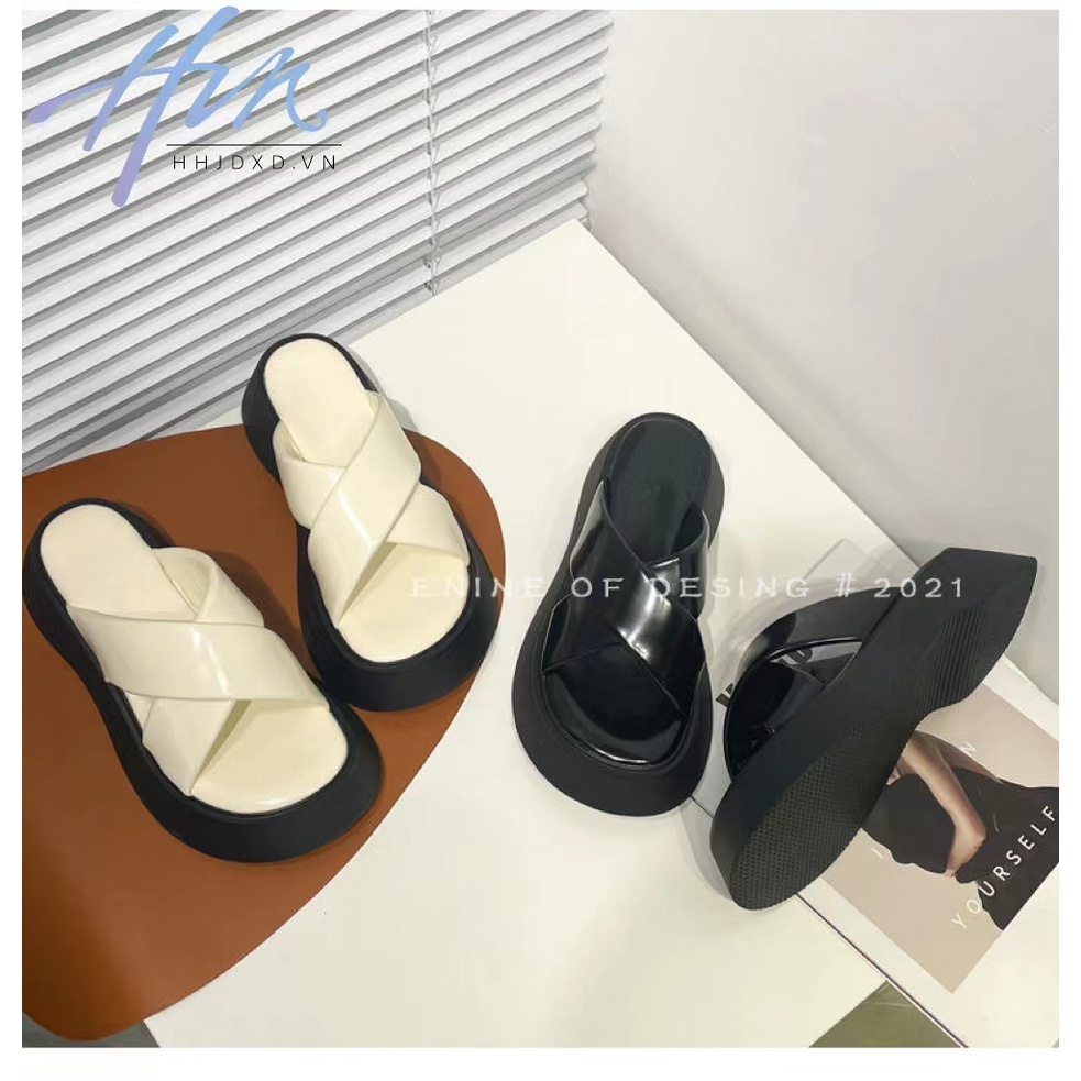 Dép nữ quai chéo đế dày thời trang mùa hè 2022